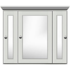 30"W x 27"H x 6.5"D Tri-View Surface-Mount Medicine Cabinet Rounded/Mirror