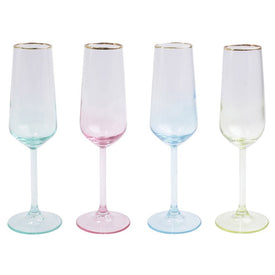 Rainbow Assorted Champagne Flutes Set of 4