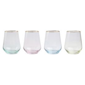 Rainbow Assorted Stemless Wine Glasses Set of 4