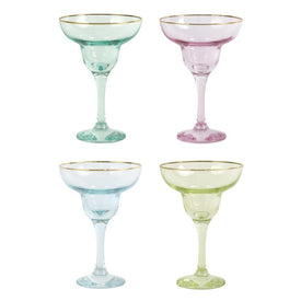 Rainbow Assorted Margarita Glasses Set of 4