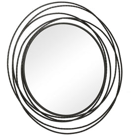 Whirlwind Black Round Wall Mirror