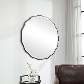 Aneta Black Round Wall Mirror by Jim Parsons