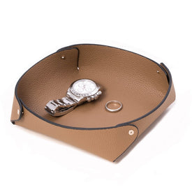Alex Leather Catchall Valet Tray in Lay Flat Design - Taupe