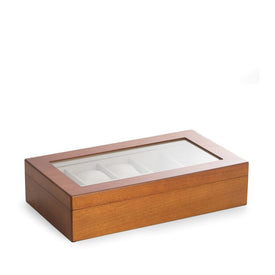 Harvey Watch/Eyeglass Wood Storage Box with Glass Top - Cherry