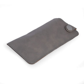 Leatherette Eyeglass Sleeve with Snap Closure - Gray