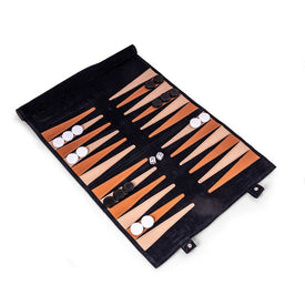 Warren Suede Roll-Up Backgammon Travel Set with Playing Pieces - Navy