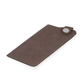 Leatherette Eyeglass Sleeve with Snap Closure - Rustic Brown