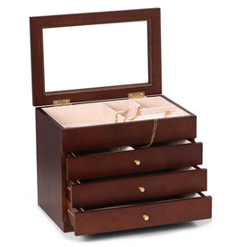 Harriet Rosewood Jewelry Box with Glass Viewing Top