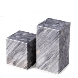 Hathaway Gray Marble Cube Design Bookends Set of 2