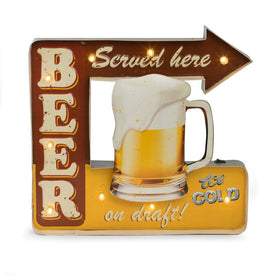 Beer Served Here LED Metal Wall Sign