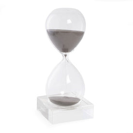 30-Minute Sand Timer on Crystal Base with Gray Sand