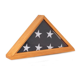 American Hero Solid Oak Flag Display Case for 5' x 9.5' Flag - Maple Finish