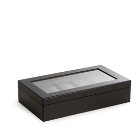 Harvey Watch/Eyeglass Wood Storage Box with Glass Top - Matte Black