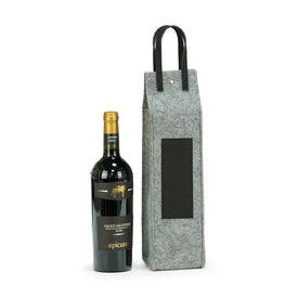 Felt Wine Caddy with Black Leather Accents - Gray