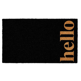 Vertical Hello 17" x 29" Doormat - Black/Natural