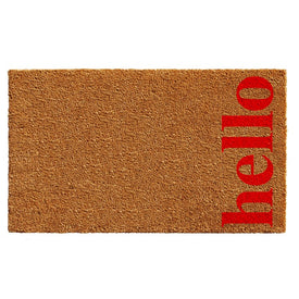 Vertical Hello 24" x 36" Doormat - Natural/Red