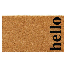 Vertical Hello 17" x 29" Doormat - Natural/Black