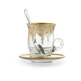 Vetro Gold Cup and Saucer with Spoon