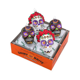 Halloween 4-Count 4" Bride & Groom Skulls Seasonal Decor