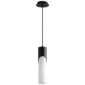 Ellipse Single-Light Tall 3.5" Mini Pendant with Glass Shade - Black