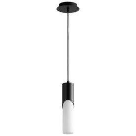 Ellipse Single-Light Tall 2.75" Mini Pendant with Glass Shade - Black