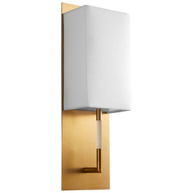 Epoch Single-Light Wall Sconce with Fabric Shade - Aged Brass