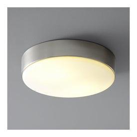 Journey Two-Light 14" Flush Mount Ceiling Fixture with Glass Shade - Satin Nickel