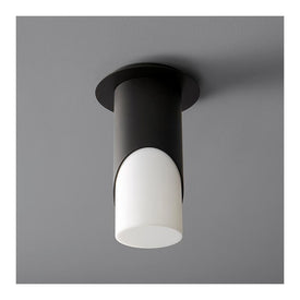 Ellipse Single-Light Large Flush Mount Ceiling Fixture with Acrylic Shade - Black