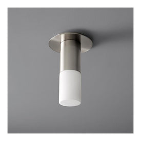 Pilar Single-Light Small LED Flush Mount Ceiling Fixture with Glass Shade - Satin Nickel