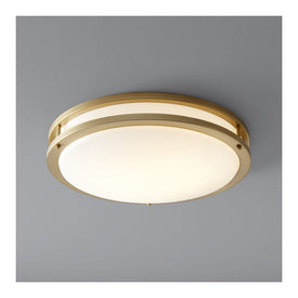 Oracle Two-Light LED Flush Mount Ceiling Fixture - Aged Brass