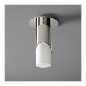 Ellipse Single-Light Small Flush Mount Ceiling Fixture with Acrylic Shade - Satin Nickel
