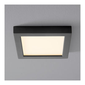 Altair Single-Light 7" LED Square Flush Mount Ceiling Fixture - Black