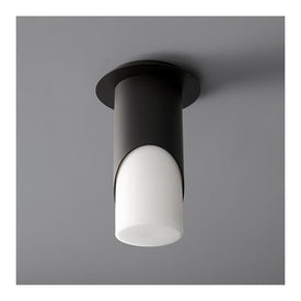 Ellipse Single-Light Large Flush Mount Ceiling Fixture with Glass Shade - Black