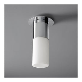 Pilar Single-Light Large LED Flush Mount Ceiling Fixture with Glass Shade - Polished Chrome