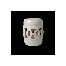 Large Medallion Ceramic Garden Stool - Creamy White