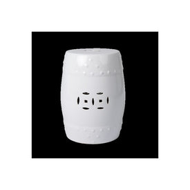 Double Medallion Ceramic Garden Stool - Optic White