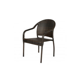 Rhodos All-Weather Wicker Cafe Stacking Chairs Set of 4 - Mocha
