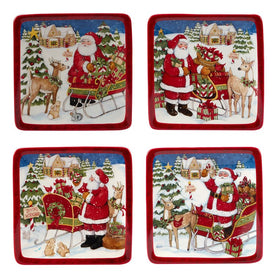 Santa's Workshop Canape Plates Set of 4