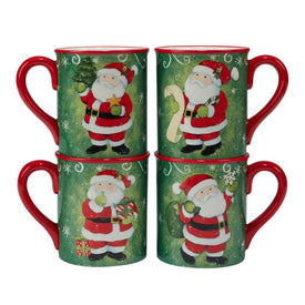 Holiday Magic Santa Mugs Set of 4