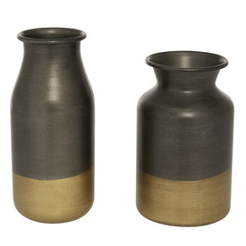 Gold Metal Contemporary Vases Set of 2