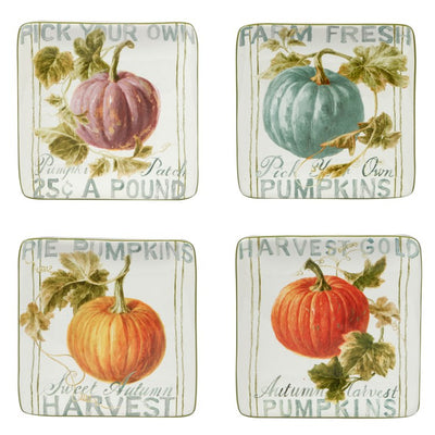 Sweet Autumn Harvest Square Canape Plates Set of 4