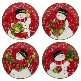 Holiday Magic Snowman Canape Plates Set of 4