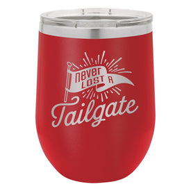 Never Lost a Tailgate Red Double-Walled Insulated Stemless Cup and Lid