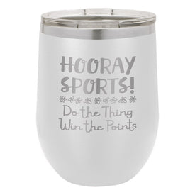 Hooray Sports! White Double-Walled Insulated Stemless Cup and Lid