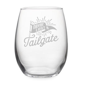 Never Lost a Tailgate Stemless Wine Glass and Gift Box