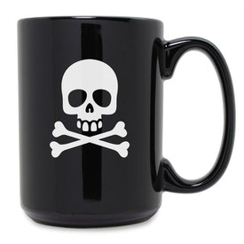 Skull and Crossbones Black Ceramic Mug