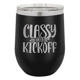 Classy Until Kickoff Black Double-Walled Insulated Stemless Cup and Lid