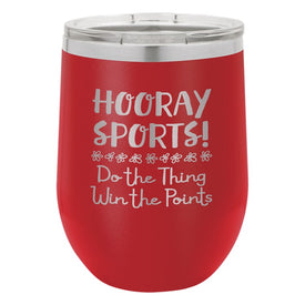Hooray Sports! Red Double-Walled Insulated Stemless Cup and Lid