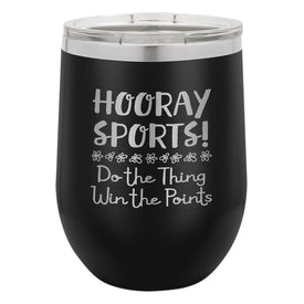 Hooray Sports! Black Double-Walled Insulated Stemless Cup and Lid