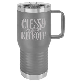 Classy Until Kickoff Gray Insulated Travel Mug and Slider Lid